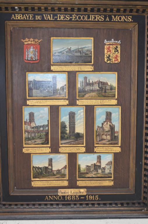 Ensemble de huit tableaux représentant l'abbaye du Val des Ecoliers