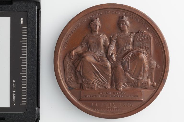 Médaille commémorative de l'inauguration du chemin de fer entre Bruxelles et Paris par Louis-Philippe Ier et Léopold Ier
